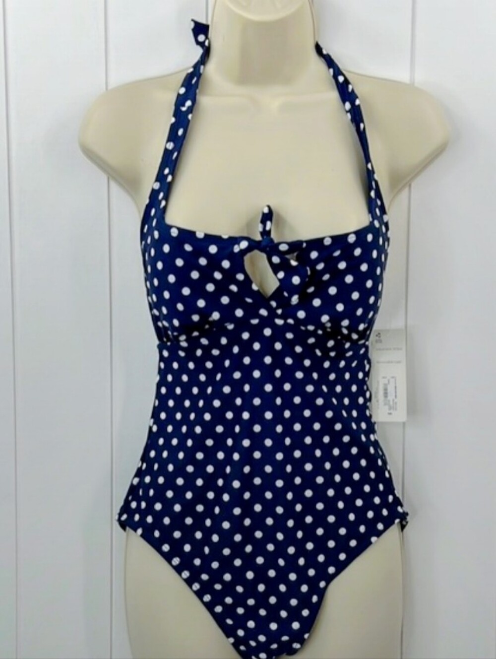 NWT Peyton & Parker One Piece Swimsuit Polka Dot White Navy Size XS
